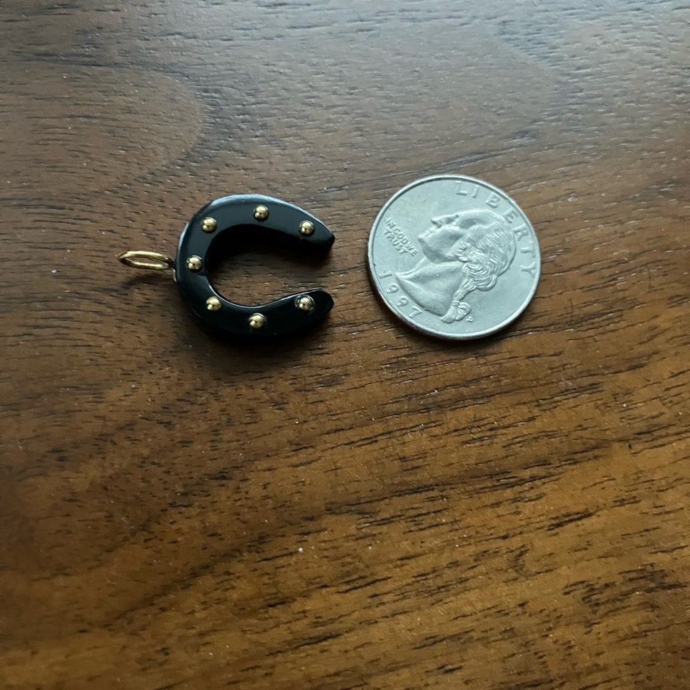 Black Onyx Horseshoe Pendant with 14k Gold Accents - Picture 5 of 5